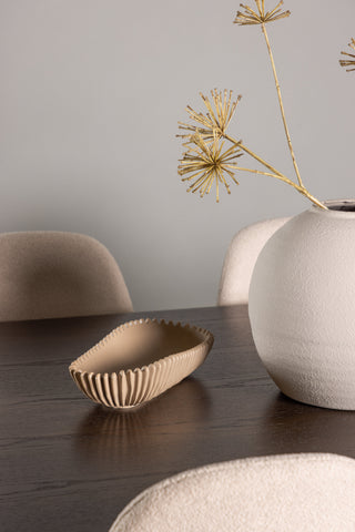 Venture Home Ystad Matbord - Svart / Mocca Ekfaner +Polar Matstol - Svart / Beige Boucle _6