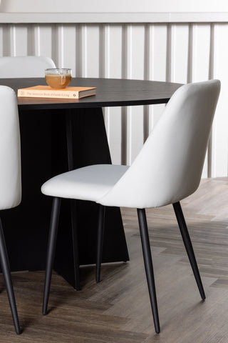Venture Home Bootcut Ovalt matbord - Svart / Svart Fanéer +Nattmatstol - Svart / Vit PU _6