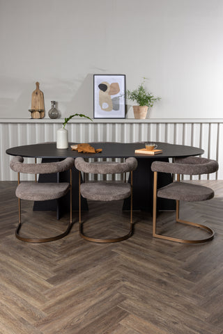 Venture Home Bootcut Ovalt matbord - Svart / Svart Fanéer + Morgonmatstol - Svart / Svart Boucle _6