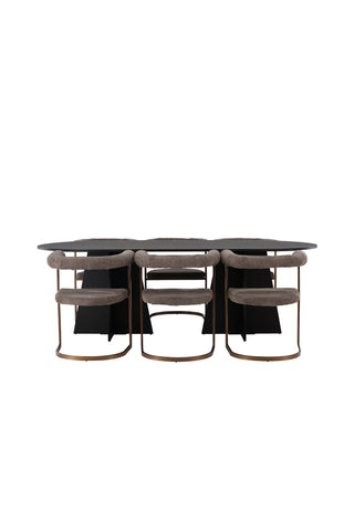 Venture Home Bootcut Ovalt matbord - Svart / Svart Fanéer + Morgonmatstol - Svart / Svart Boucle _6
