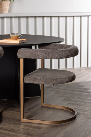 Venture Home Bootcut Ovalt matbord - Svart / Svart Fanéer + Morgonmatstol - Svart / Svart Boucle _6