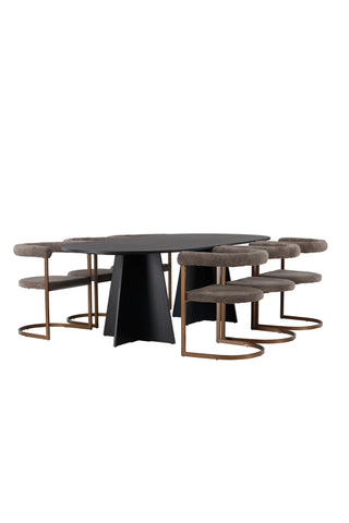 Venture Home Bootcut Ovalt matbord - Svart / Svart Fanéer + Morgonmatstol - Svart / Svart Boucle _6