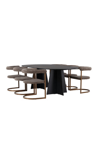 Venture Home Bootcut Ovalt matbord - Svart / Svart Fanéer + Morgonmatstol - Svart / Svart Boucle _6