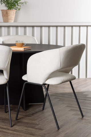 Venture Home Bootcut Ovalt matbord - Svart / Svart Fanéer +Day Dining Chair - Mattsvart / Vit Linne _6
