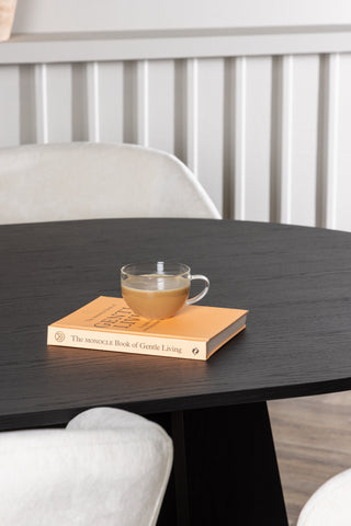 Venture Home Bootcut Ovalt matbord - Svart / Svart Fanéer +Day Dining Chair - Mattsvart / Vit Linne _6