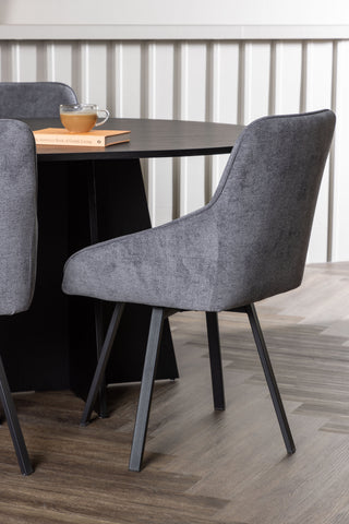 Venture Home Bootcut Ovalt matbord - Svart / Svart Fanéer +Rosie Matstol - Svart / Mörkgrå Tyg _6