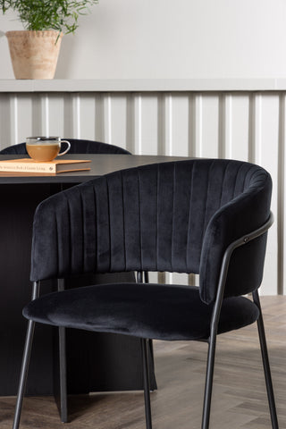 Venture Home Bootcut Ovalt matbord - Svart / Svart Fanéer +Selma Matstol - Svart / Svart sammet _6