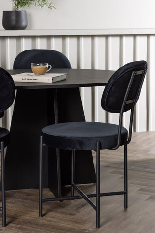 Venture Home Bootcut Ovalt matbord - Svart / Svart Fanéer +Stella Matstol - Svart / Svart sammet _6