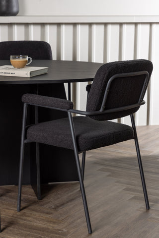 Venture Home Bootcut Ovalt matbord - Svart / Svart Fanéer +Yesterday Dining Chair - Svart / Svart Boucle _6