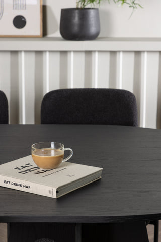 Venture Home Bootcut Ovalt matbord - Svart / Svart Fanéer +Yesterday Dining Chair - Svart / Svart Boucle _6
