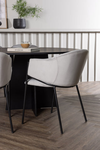 Venture Home Bootcut Ovalt matbord - Svart / Svart Fanéer +Evelina Matstol - Svart / Ljusgrå Sammet _6