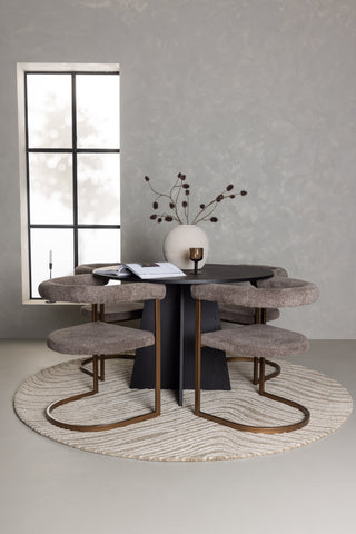 Venture Home Bootcut Runt matbord - Svart / Svart Fanéer + Morgonmatstol - Svart / Svart Boucle _4