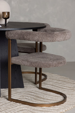 Venture Home Bootcut Runt matbord - Svart / Svart Fanéer + Morgonmatstol - Svart / Svart Boucle _4