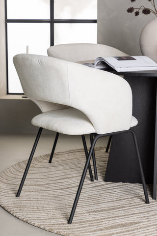 Venture Home Bootcut Runt Matbord - Svart / Svart Fanéer +Day Dining Chair - Mattsvart / Vit Linne _4