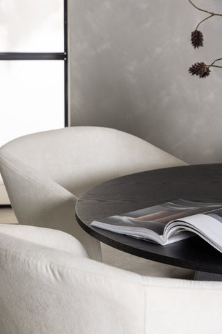 Venture Home Bootcut Runt Matbord - Svart / Svart Fanéer +Day Dining Chair - Mattsvart / Vit Linne _4