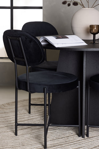Venture Home Bootcut Runt matbord - Svart / Svart Fanéer +Stella Matstol - Svart / Svart sammet _4