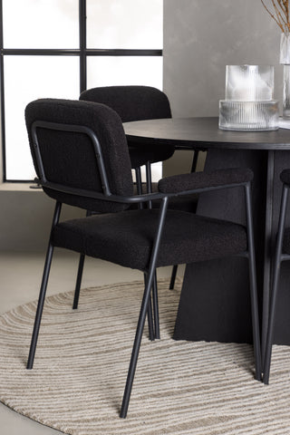 Venture Home Bootcut Runt matbord - Svart / Svart Fanéer +Yesterday Dining Chair - Svart / Svart Boucle _4