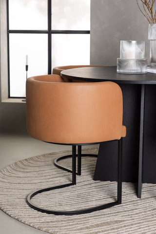 Venture Home Bootcut Runt Matbord - Svart / Svart Fanéer +Simrishman Matstol - Svart / Brun TC-tyg _4