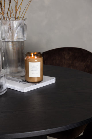 Venture Home Bootcut Runt Matbord - Svart / Svart Fanéer + Aftonmatsalsstol - Mattbrunt / Brunt Tyg _4