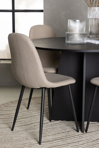 Venture Home Bootcut Runt Matbord - Svart / Svart Fanéer +Polar Matstol - Svart / Beige Boucle _4