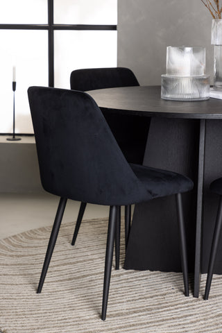 Venture Home Bootcut Runt matbord - Svart / Svart Fanéer +Night Dining Chair - Svart / Svart sammet _4