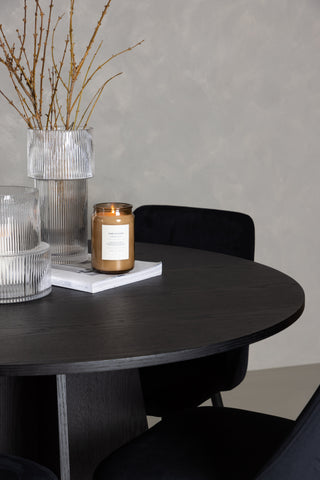 Venture Home Bootcut Runt matbord - Svart / Svart Fanéer +Night Dining Chair - Svart / Svart sammet _4