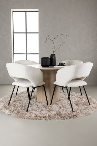 Venture Home Olivia Matbord - White Wash Faner +Day Dining Chair - Mattsvart / Vit Linne _4