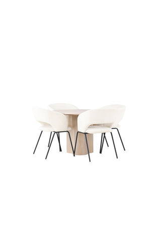 Venture Home Olivia Matbord - White Wash Faner +Day Dining Chair - Mattsvart / Vit Linne _4
