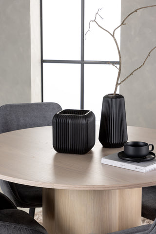 Venture Home Olivia Matbord - White Wash Faner +Rosie Matstol - Svart / Mörkgrå Tyg _4