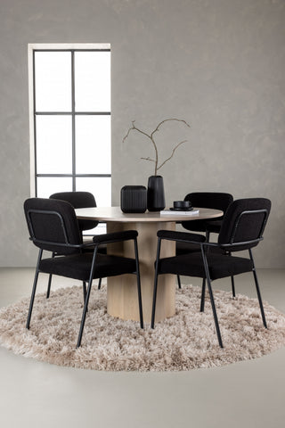 Venture Home Olivia Matbord - White Wash Faner +Yesterday Matstol - Svart / Svart Boucle _4