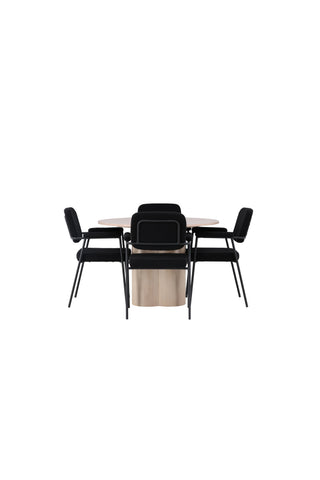 Venture Home Olivia Matbord - White Wash Faner +Yesterday Matstol - Svart / Svart Boucle _4