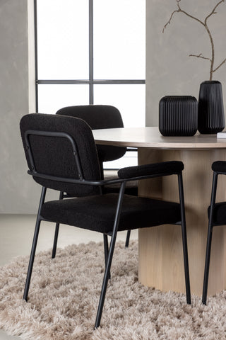 Venture Home Olivia Matbord - White Wash Faner +Yesterday Matstol - Svart / Svart Boucle _4