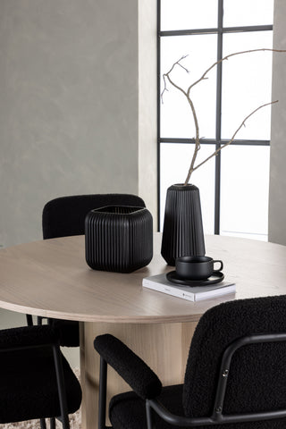 Venture Home Olivia Matbord - White Wash Faner +Yesterday Matstol - Svart / Svart Boucle _4