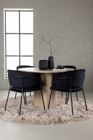 Venture Home Olivia Matbord - White Wash Faner +Selma Matstol - Svart / Svart sammet _4