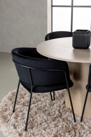 Venture Home Olivia Matbord - White Wash Faner +Selma Matstol - Svart / Svart sammet _4