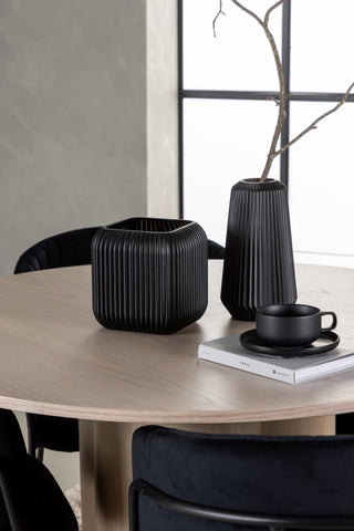 Venture Home Olivia Matbord - White Wash Faner +Selma Matstol - Svart / Svart sammet _4
