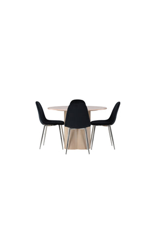 Venture Home Olivia Matbord - White Wash Faner +Polar Matstol - Black Velvet / Chrome _4
