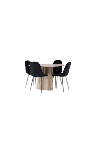 Venture Home Olivia Matbord - White Wash Faner +Polar Matstol - Black Velvet / Chrome _4