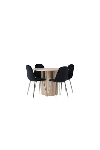 Venture Home Olivia Matbord - White Wash Faner +Polar Matstol - Black Velvet / Chrome _4