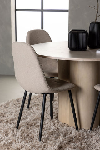 Venture Home Olivia Matbord - White Wash Faner +Polar Matstol - Svart / Beige Boucle _4