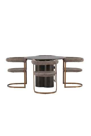 Venture Home Olivia Matbord - Mocca / Mocca Faner + Morgonmatstol - Svart / Svart Boucle _4