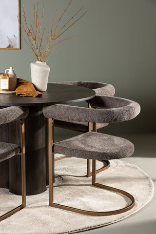 Venture Home Olivia Matbord - Mocca / Mocca Faner + Morgonmatstol - Svart / Svart Boucle _4