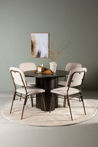 Venture Home Olivia Matbord - Mocca / Mocca Faner +Seda Matstol - Mattbrunt / Beige Tyg _4