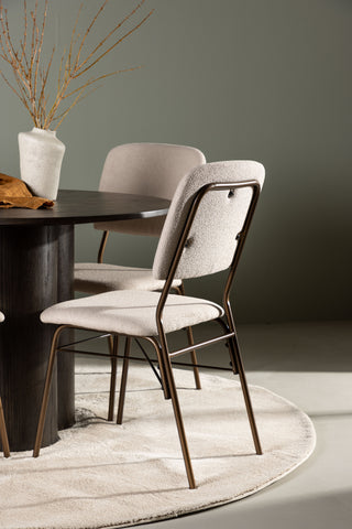 Venture Home Olivia Matbord - Mocca / Mocca Faner +Seda Matstol - Mattbrunt / Beige Tyg _4