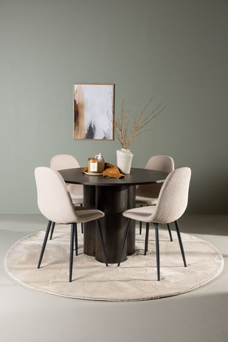 Venture Home Olivia Matbord - Mocca / Mocca Faner +Polar Matstol - Svart / Beige Boucle _4