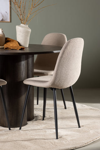 Venture Home Olivia Matbord - Mocca / Mocca Faner +Polar Matstol - Svart / Beige Boucle _4