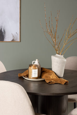 Venture Home Olivia Matbord - Mocca / Mocca Faner +Polar Matstol - Svart / Beige Boucle _4