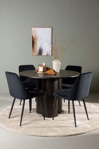 Venture Home Olivia Matbord - Mocca / Mocca Faner +Nattmatstol - Svart / Svart sammet _4