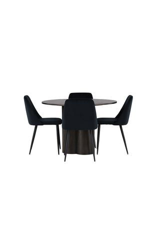 Venture Home Olivia Matbord - Mocca / Mocca Faner +Nattmatstol - Svart / Svart sammet _4