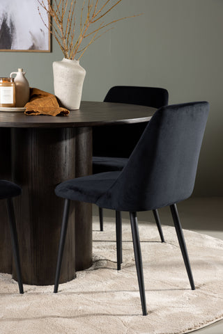Venture Home Olivia Matbord - Mocca / Mocca Faner +Nattmatstol - Svart / Svart sammet _4